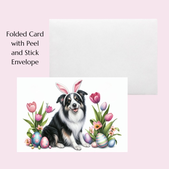 Border Collie Easter Cards, Blank Note Card Set - Picture 3 of 7